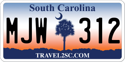 SC license plate MJW312