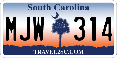 SC license plate MJW314