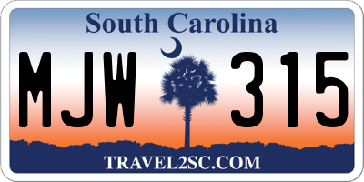 SC license plate MJW315