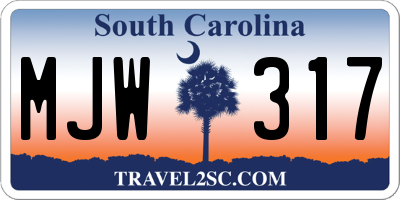 SC license plate MJW317