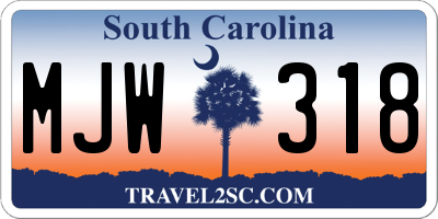 SC license plate MJW318