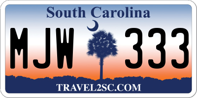 SC license plate MJW333