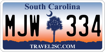SC license plate MJW334