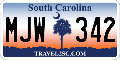 SC license plate MJW342