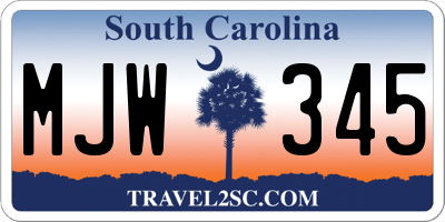 SC license plate MJW345