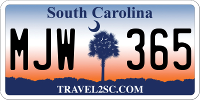 SC license plate MJW365
