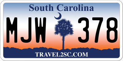 SC license plate MJW378