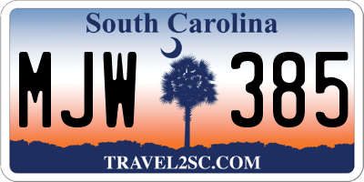 SC license plate MJW385