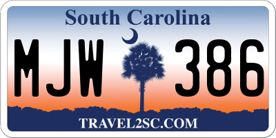 SC license plate MJW386