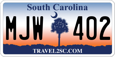 SC license plate MJW402