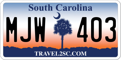 SC license plate MJW403