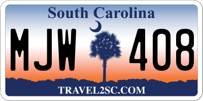 SC license plate MJW408