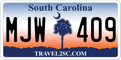 SC license plate MJW409