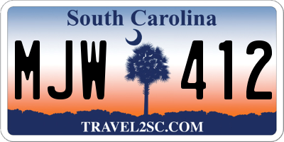SC license plate MJW412