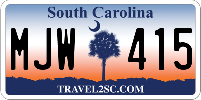 SC license plate MJW415