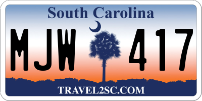 SC license plate MJW417