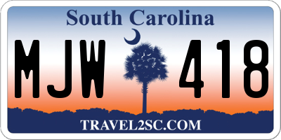 SC license plate MJW418