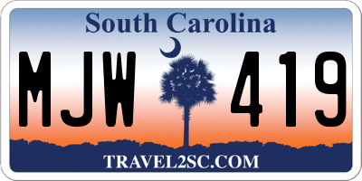 SC license plate MJW419