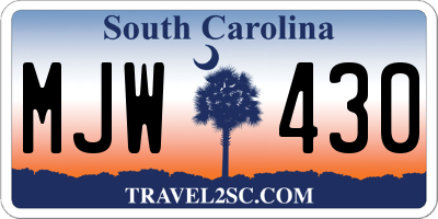SC license plate MJW430