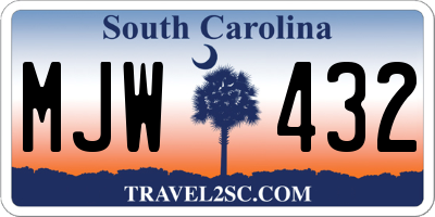 SC license plate MJW432