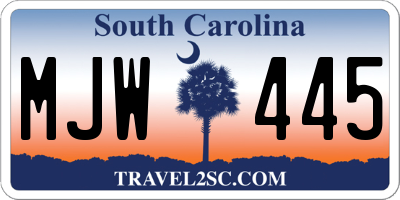 SC license plate MJW445