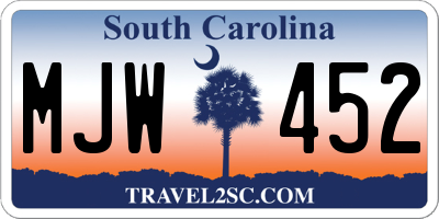 SC license plate MJW452
