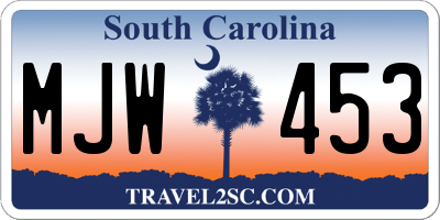 SC license plate MJW453