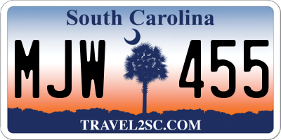 SC license plate MJW455
