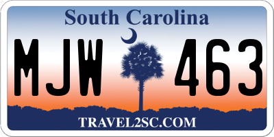SC license plate MJW463