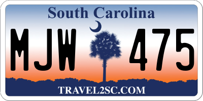 SC license plate MJW475