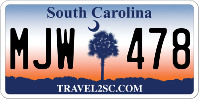 SC license plate MJW478