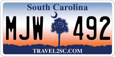 SC license plate MJW492