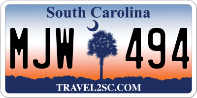 SC license plate MJW494