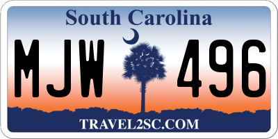 SC license plate MJW496
