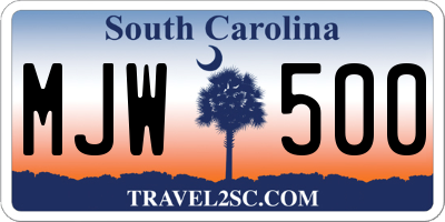 SC license plate MJW500