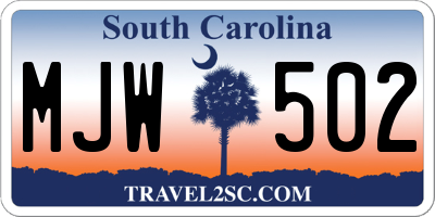 SC license plate MJW502