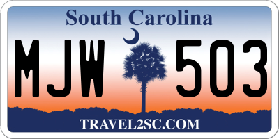 SC license plate MJW503