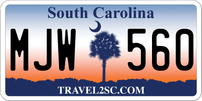 SC license plate MJW560