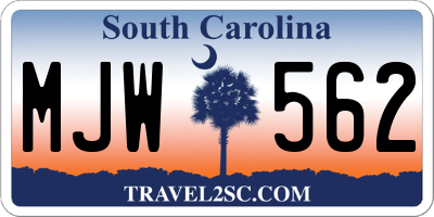 SC license plate MJW562