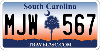 SC license plate MJW567