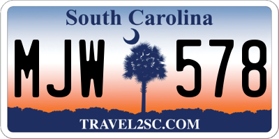 SC license plate MJW578