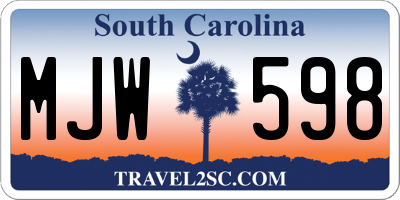 SC license plate MJW598