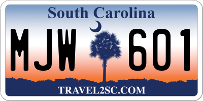 SC license plate MJW601