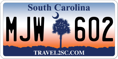 SC license plate MJW602