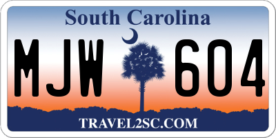 SC license plate MJW604