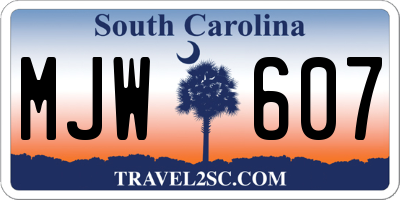 SC license plate MJW607