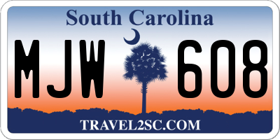 SC license plate MJW608