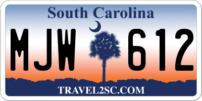 SC license plate MJW612