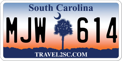 SC license plate MJW614