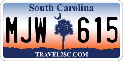 SC license plate MJW615